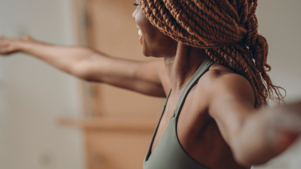 Woman practicing yoga pose for flexibility and strength