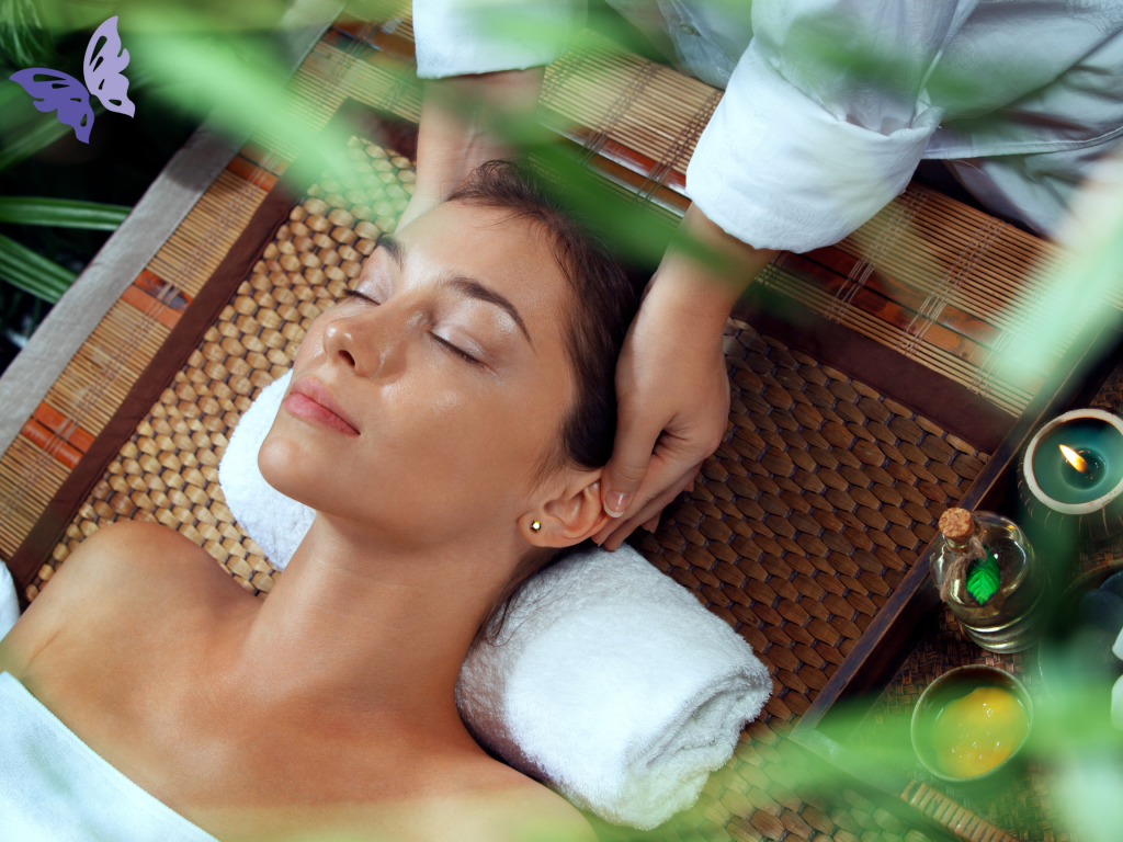 Person receiving a massage therapy session to improve sleep quality.